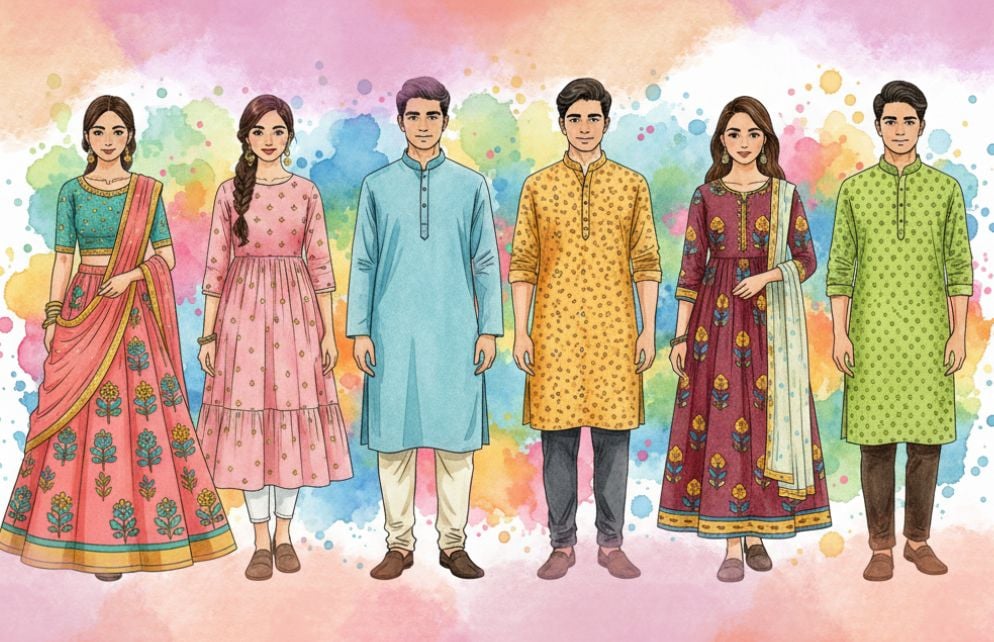 Saturday - Haldi & Mehendi dress code examples