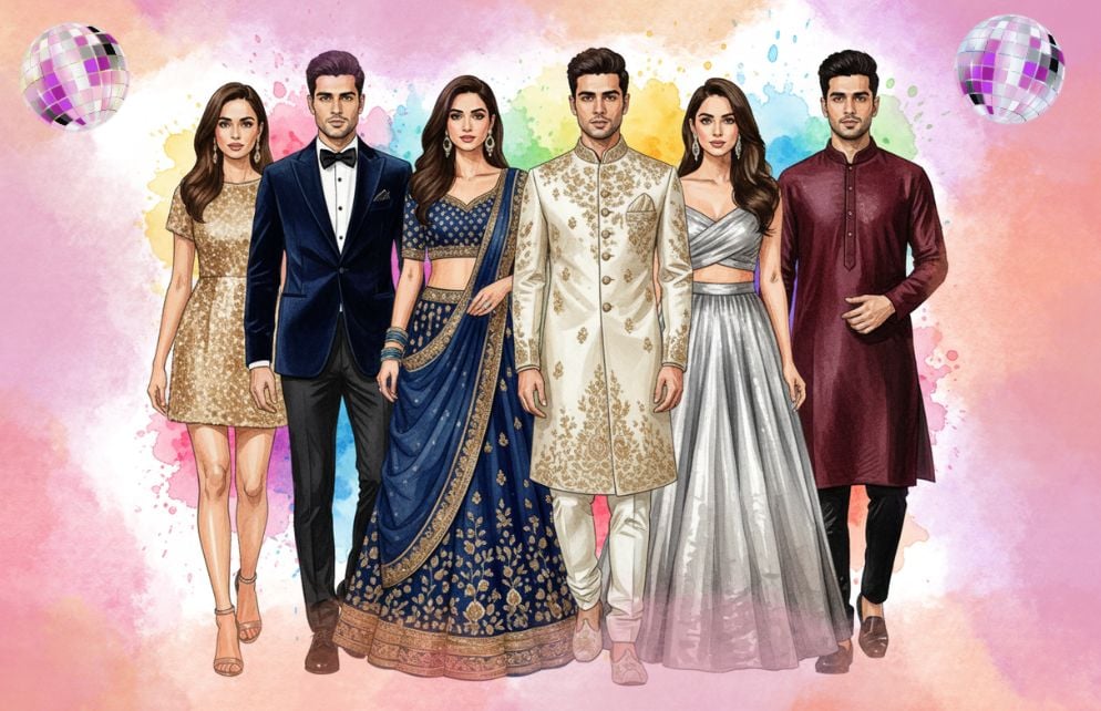 Friday - Sangeet & Cocktail Party dress code examples